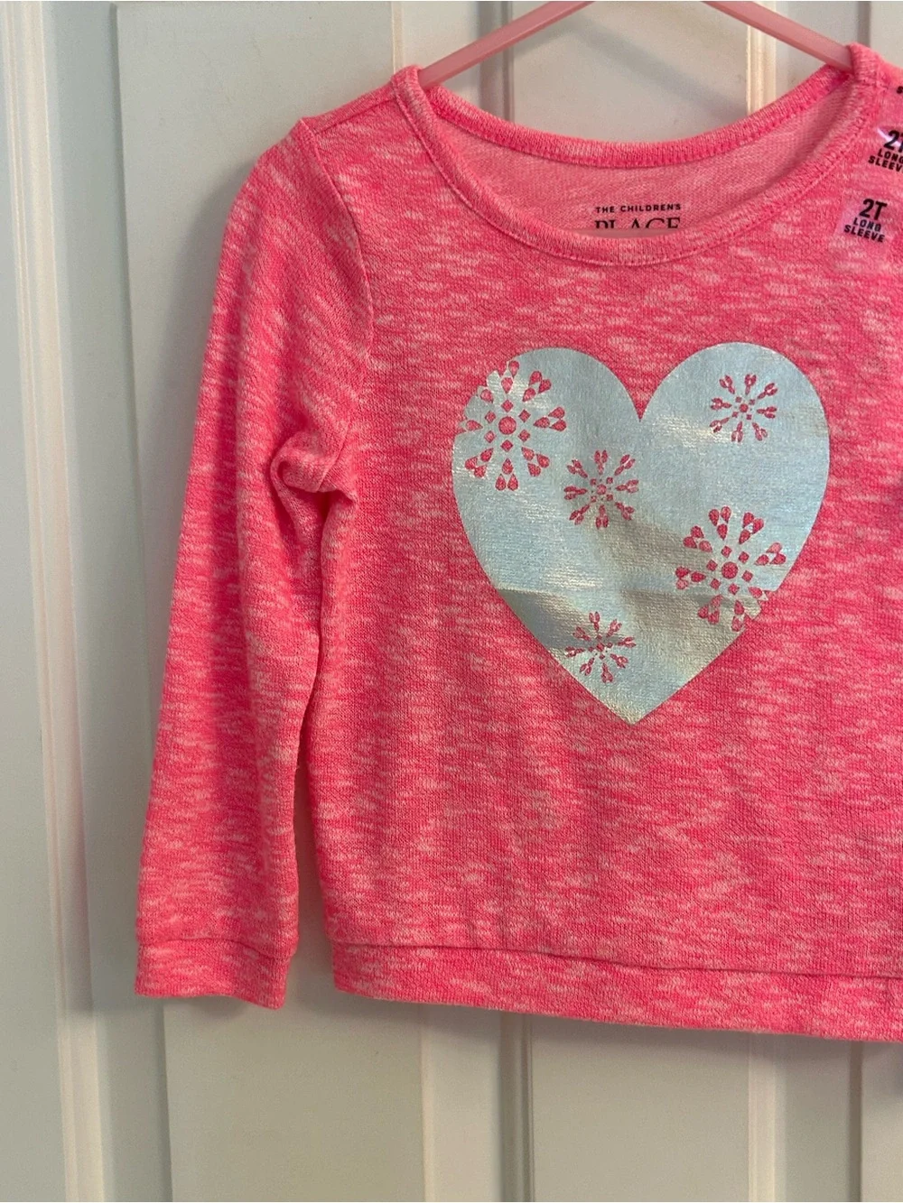 NWT- Girls The Children’s Place Pink Heart Graphic Long-Sleeve Top
